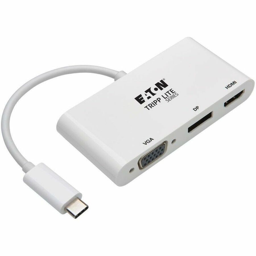Tripp Lite USB C to HDMI DisplayPort VGA Multiport Adapter 4K USB Type C White - 1 x USB Type C Male Thunderbolt 3 - 1 x HDMI Female Digital Audio/Video, 1 x DisplayPort Female Digital Audio/Video, 1 ...  - U444-06N-HVDPW - eCommerce Business Prime