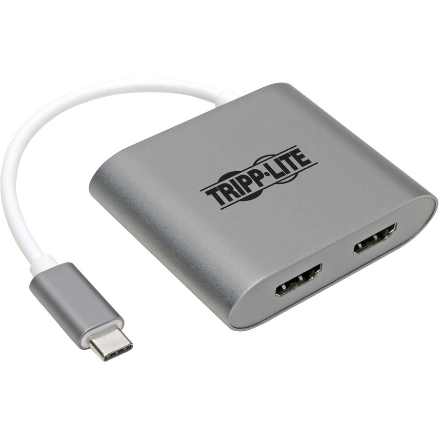 Tripp Lite USB C to HDMI Adapter Converter 2-Port Dual USB-C 3.1 4K@30Hz - 1 x USB Type C Male Thunderbolt 3 - 2 x HDMI Female Digital Audio/Video - 3840 x 2160 Supported - Nickel Connector - Gray - U444-06N-2H-MST - eCommerce Business Prime