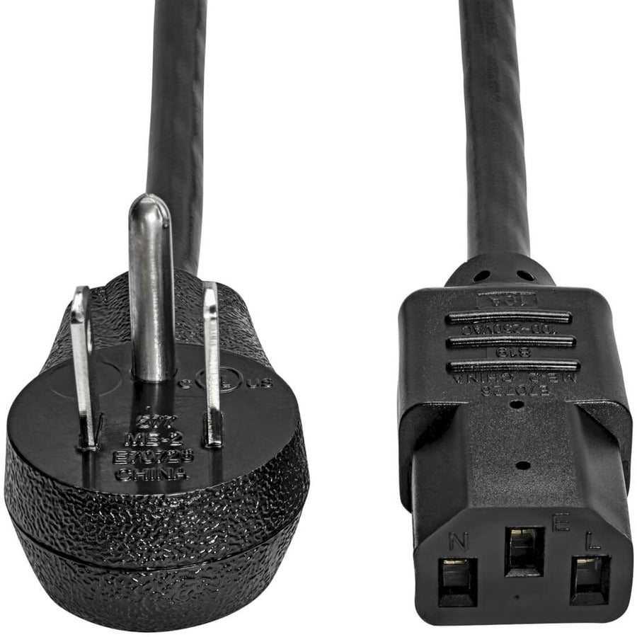 Tripp Lite Computer Power Cord Right-Angle 5-15P to C13 10A 125V 18AWG 3ft - For Desktop Computer, Monitor, Printer, Scanner - 125 V AC / 10 A - Black - P006-003-15D - eCommerce Business Prime