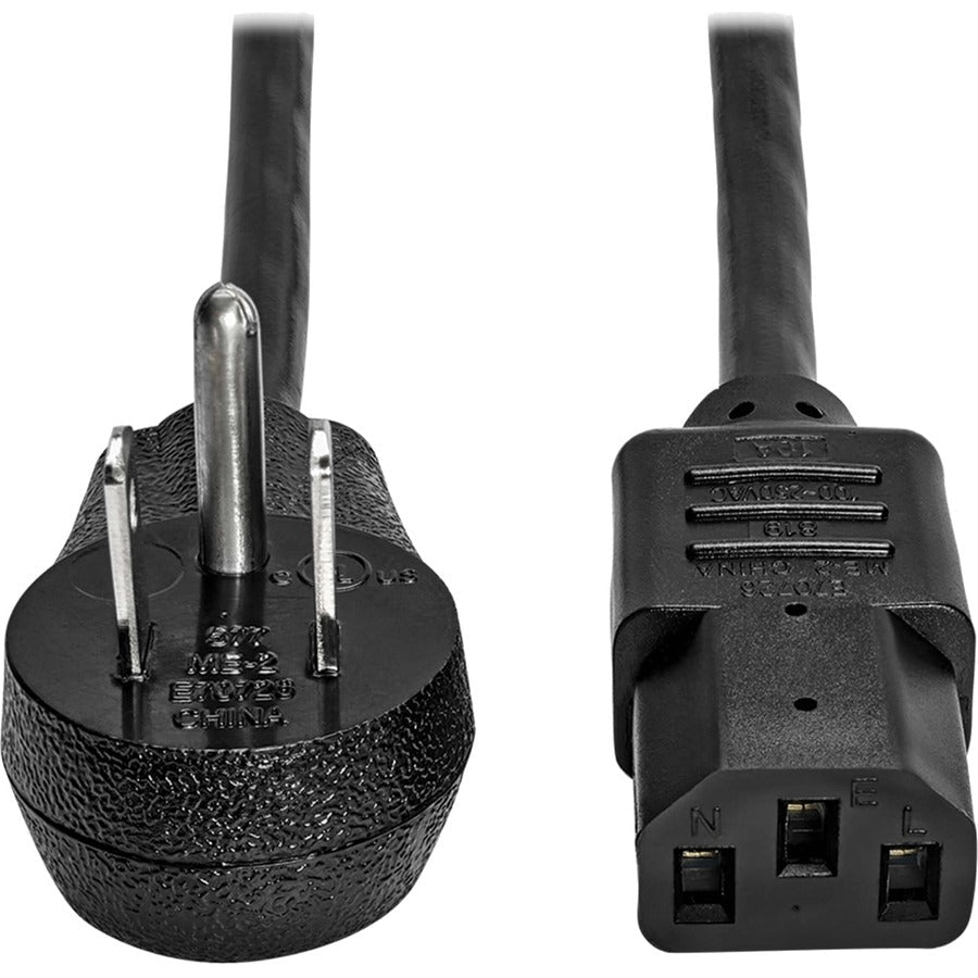 Tripp Lite Computer Power Cord Right-Angle 5-15P to C13 10A 125V 18AWG 6ft - For Desktop Computer, Monitor, Printer, Scanner - 125 V AC / 10 A - Black - P006-006-15D - eCommerce Business Prime