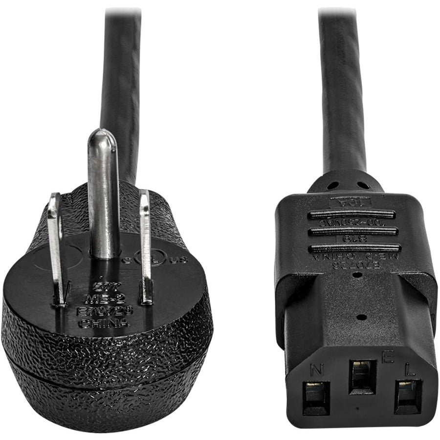 Tripp Lite Computer Power Cord Right-Angle 5-15P to C13 10A 125V 18AWG 10ft - For Desktop Computer, Monitor, Printer, Scanner - 125 V AC / 10 A - Black - P006-010-15D - eCommerce Business Prime