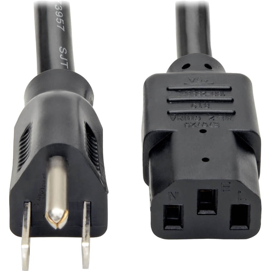 Tripp Lite Computer Power Cord Right-Angle 5-15P to C13 15A 125V 14AWG 6ft - For Desktop Computer, Server, Monitor, Printer, Surge Protector, UPS, PDU - 125 V AC / 15 A - Black - P007-006-15D - eCommerce Business Prime