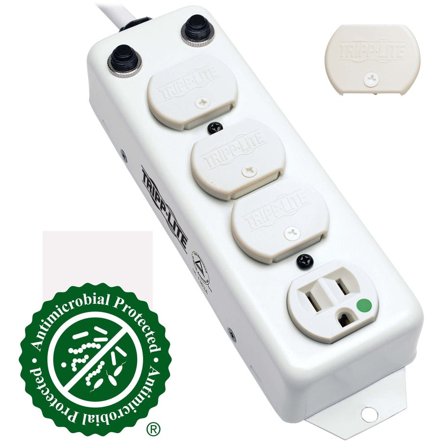 Tripp Lite Safe-IT Power Strip Medical Antimicrobial 120V 4 Outlet UL1363A 15ft Right Angle Cord - NEMA 5-15P-HG - 4 x NEMA 5-15R-HG - 15 ft Cord - 120 V AC Voltage - 1800 W - Rack-mountable, Desk Mou...  - PS-415-HG-OEMRA - eCommerce Business Prime