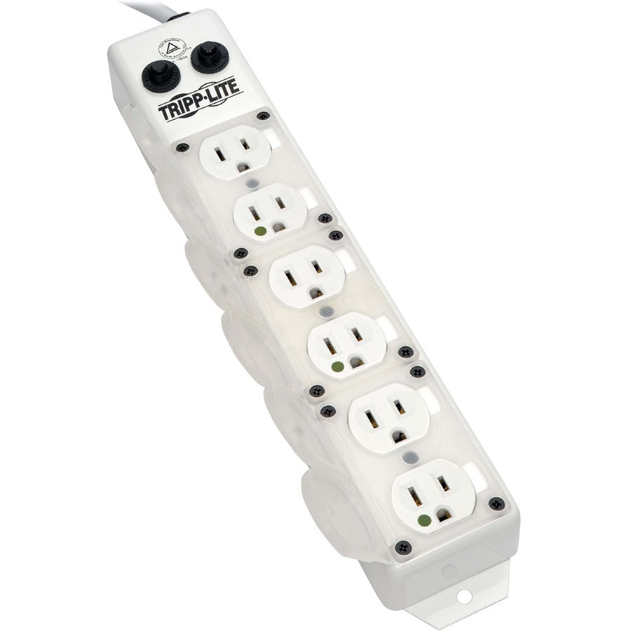 Tripp Lite Safe-IT Power Strip Medical Hospital Antimicrobial 120V 6 Outlet UL1363A 15ft Right Angle Cord - NEMA 5-15P-HG - 6 x NEMA 5-15R-HG - 15 ft Cord - 15 A Current - 120 V AC Voltage - 1800 W - ...  - PS-615-HG-OEMRA - eCommerce Business Prime