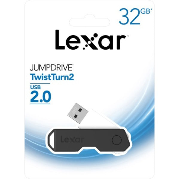 Lexar 32GB JumpDrive TwistTurn2 USB 2.0 Flash Drive - 32 GB - USB 2.0 - Black - 2 Year Warranty - LJDTT2-32GABNABK - eCommerce Business Prime