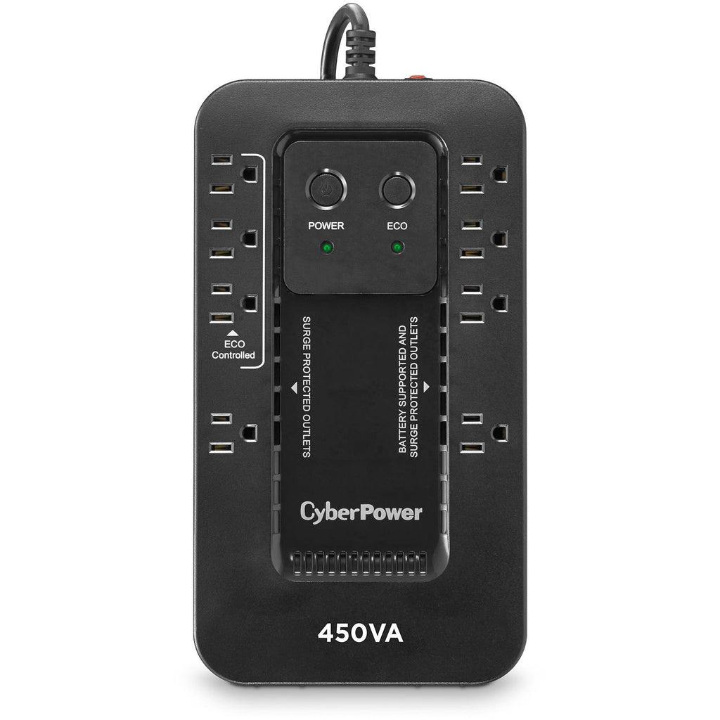 CyberPower EC450G Ecologic UPS Systems - 450VA/260W, 120 VAC, NEMA 5-15P, Compact, 8 Outlets, PowerPanel&reg; Personal, $100000 CEG, 3YR Warranty - EC450G - eCommerce Business Prime