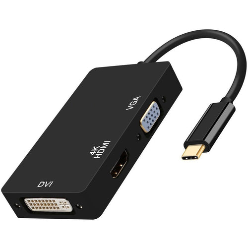 4XEM 3 in 1 USB Type C Hub To HDMI DVI VGA Adapter - 1 Pack - 1 x 24-pin Type C USB Male - 1 x 19-pin HDMI Digital Audio/Video Female, 1 x 29-pin DVI-I Digital Video Female, 1 x 15-pin HD-15 VGA Femal...  - 4XUSBCHDMIDVIVGA - eCommerce Business Prime