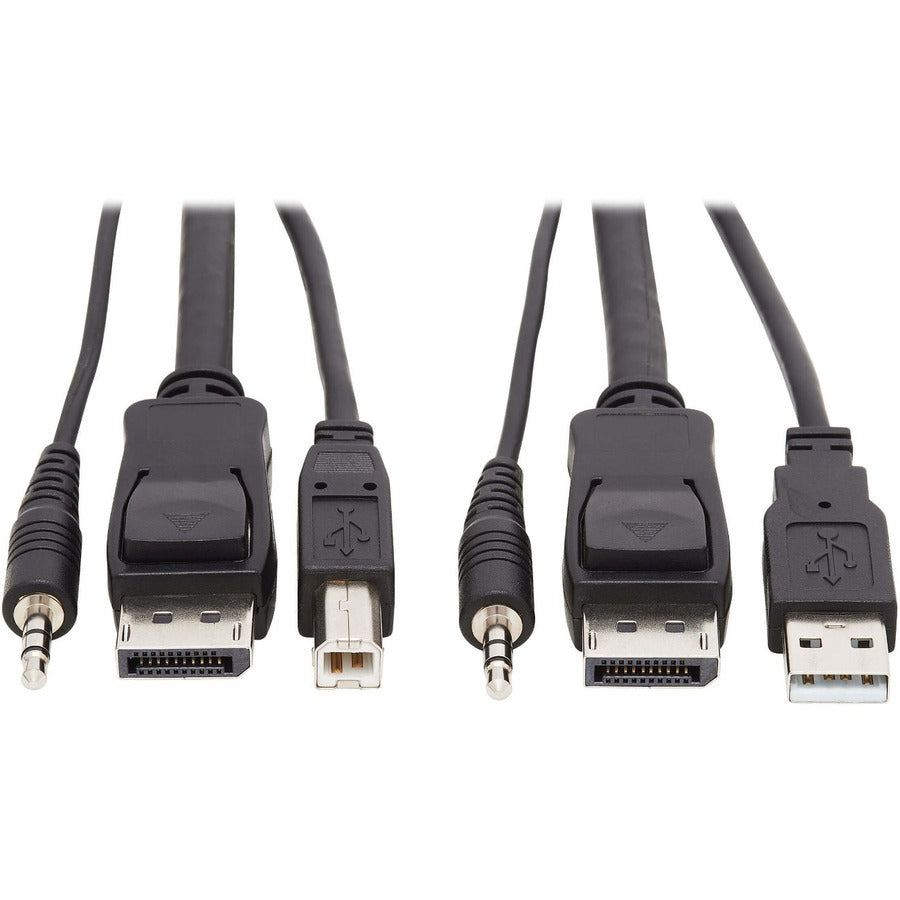 Tripp Lite DisplayPort KVM Cable Kit 3 in 1 4K USB 3.5 mm Audio 3xM/3xM 6ft - 5.91 ft KVM Cable for KVM Switch, Computer - First End: 1 x Mini-phone Male Audio, First End: 1 x DisplayPort Male Digital...  - P783-006 - eCommerce Business Prime