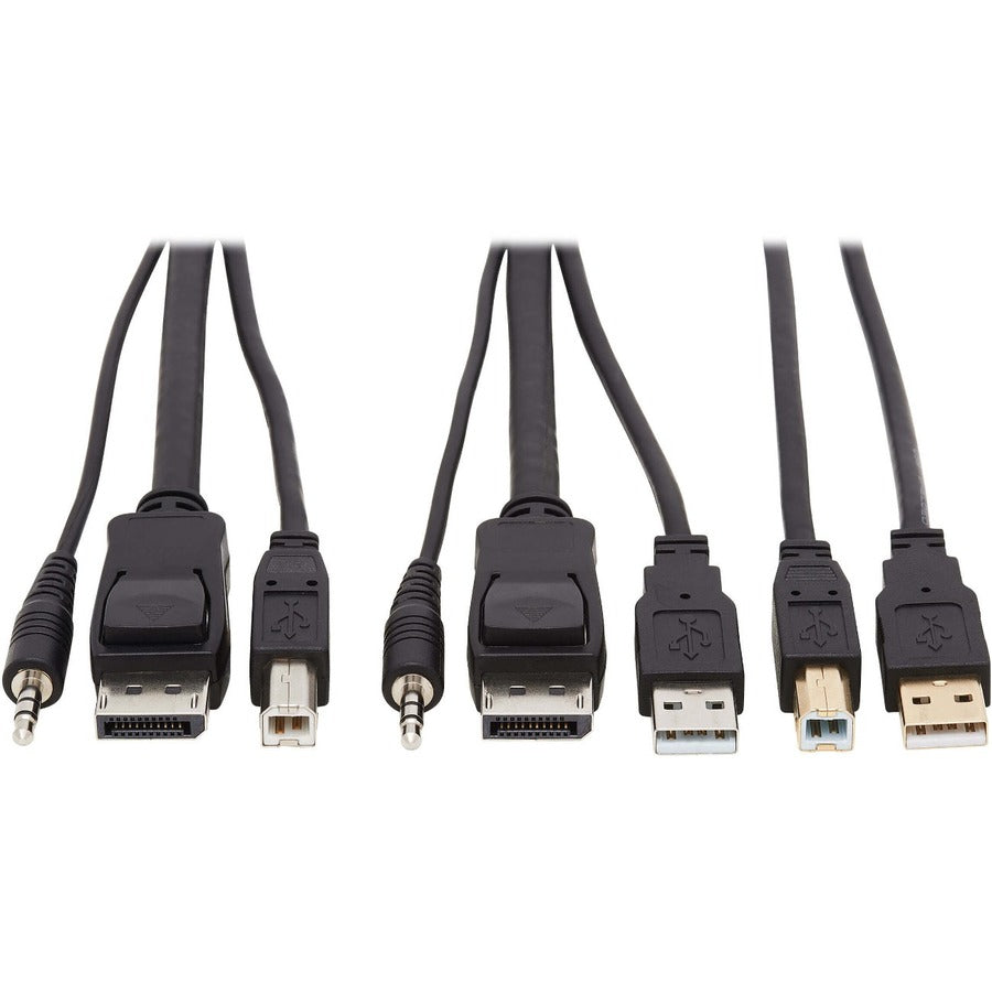 Tripp Lite DisplayPort KVM Cable Kit 4K USB 3.5mm Audio 3xM/3xM USB M/M 6ft - 5.91 ft KVM Cable for KVM Switch, Computer - First End: 1 x Mini-phone Male Audio, First End: 1 x DisplayPort Male Digital...  - P783-006-U - eCommerce Business Prime