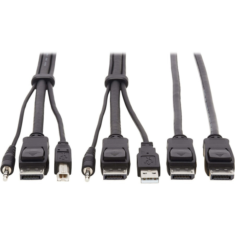 Tripp Lite Dual DisplayPort KVM Cable Kit 4K USB 3.5 mm Audio 3xM/3xM 10ft - 9.84 ft KVM Cable for KVM Switch, Computer, Monitor - First End: 1 x Mini-phone Male Audio, First End: 1 x DisplayPort Male...  - P783-010-DP - eCommerce Business Prime