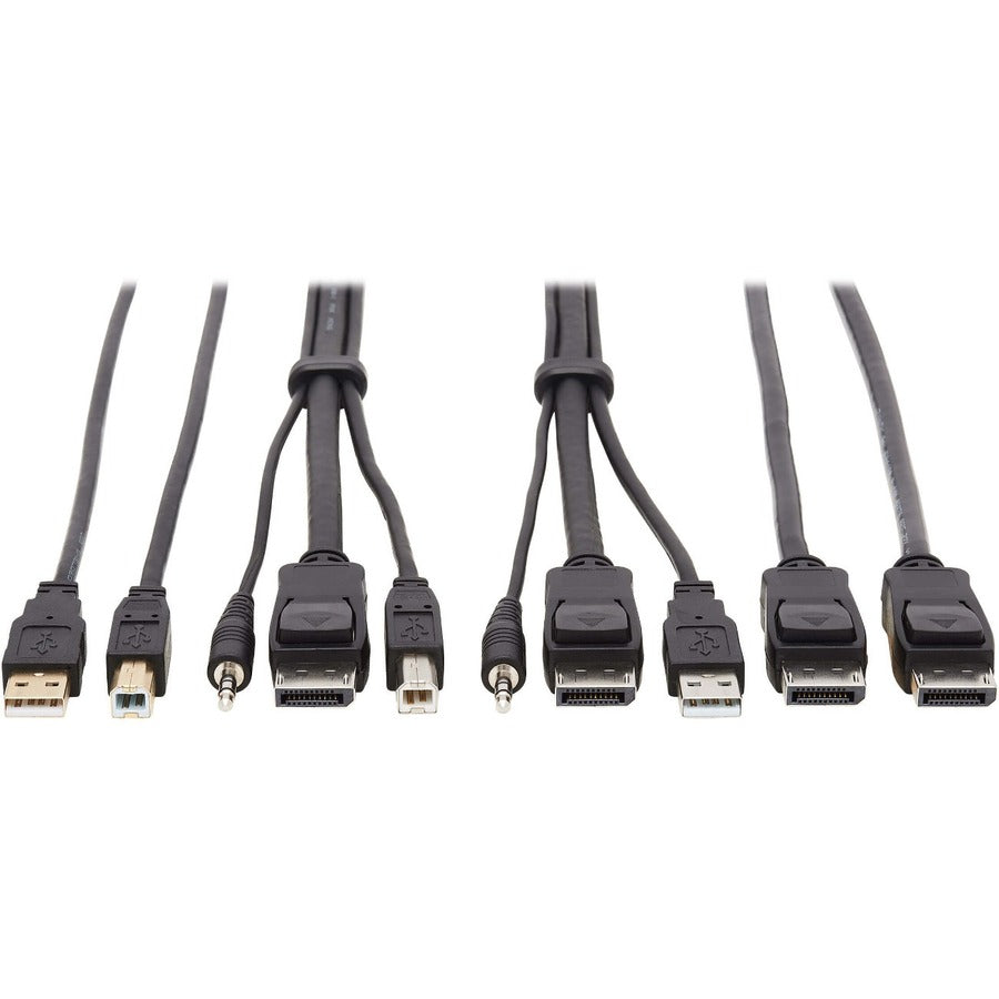 Tripp Lite DisplayPort KVM Cable Kit 4K USB 3.5mm 3xM/3xM USB MM DP MM 10ft - 10 ft KVM Cable for KVM Switch, Computer, Monitor - First End: 1 x Mini-phone Male Audio, First End: 1 x DisplayPort Male ...  - P783-010-DPU