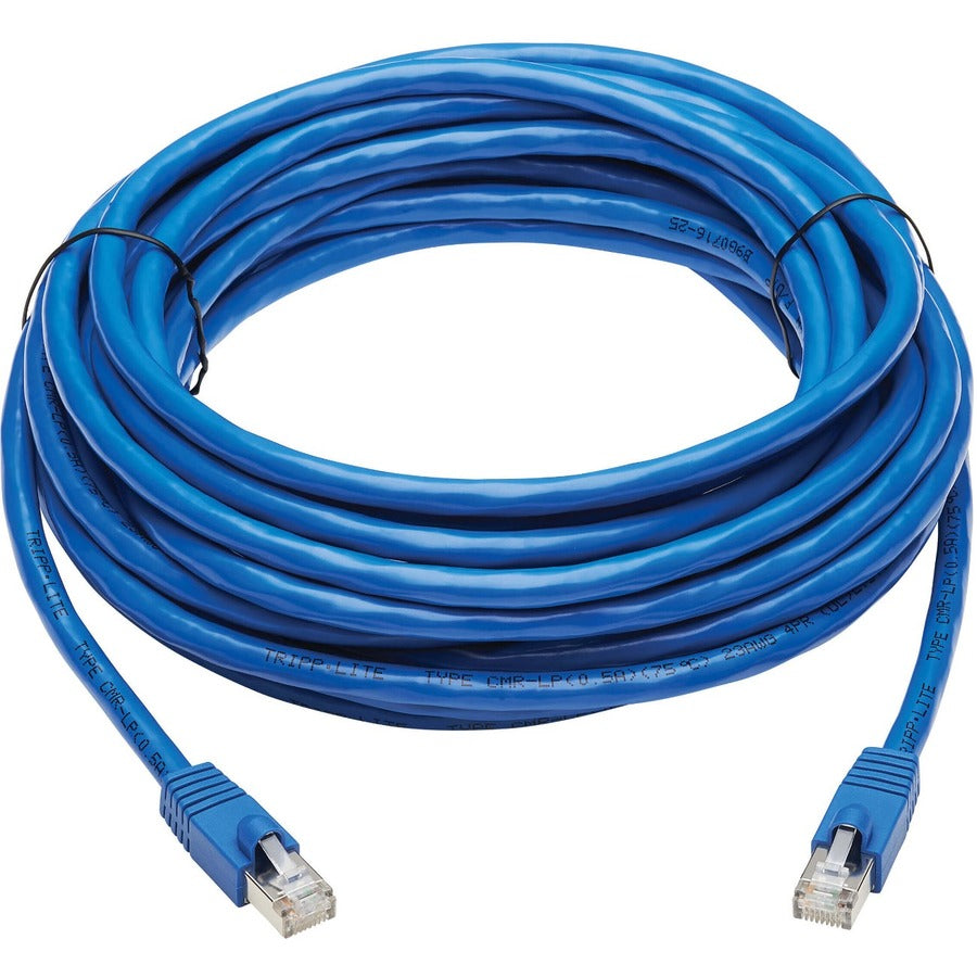 Tripp Lite Cat6a Patch Cable F/UTP Snagless w/ PoE 10G CMR-LP Blue M/M 30ft - 30 ft Category 6a Network Cable for Router, Server, Modem, Hub, Switch, PoE-enabled Device, Surveillance Camera, VoIP Devi...  - N261P-030-BL - eCommerce Business Prime