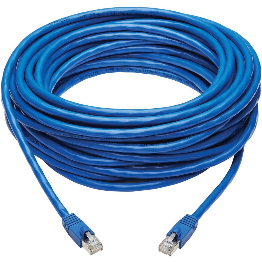 Tripp Lite Cat6a Patch Cable F/UTP Snagless w/ PoE 10G CMR-LP Blue M/M 50ft - 50 ft Category 6a Network Cable for Router, Server, Modem, Hub, Switch, PoE-enabled Device, Surveillance Camera, VoIP Devi...  - N261P-050-BL - eCommerce Business Prime