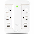 CyberPower GP400U4AWH Home Office - Outlet Surge with 500 J - Clamping Voltage 800V, NEMA 5-15P, Wall Tap, 4 - 4.2 Amps (Shared) USB, EMI/RFI Filtration, White, 1YR Warranty - GP400U4AWH