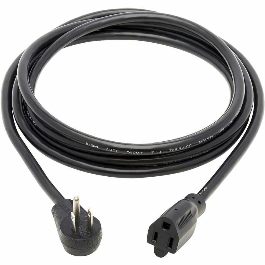 Tripp Lite Power Extension Cord Right-Angle 5-15P to 5-15R 14AWG 15A 10ft - For Server, Computer, PDU, UPS, Workstation, Surge Protector, Network Device, Monitor - 120 V AC / 15 A - Black - North Amer...  - P024-010-15D - eCommerce Business Prime