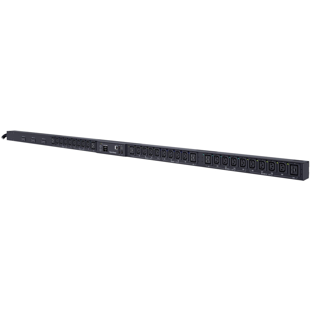 CyberPower PDU83104 3 Phase 200 - 240 VAC 30A Switched Metered-by-Outlet PDU - 30 Outlets, 10 ft, NEMA L21-30P, Vertical, 0U, LCD, 3YR Warranty - PDU83104 - eCommerce Business Prime