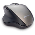 Verbatim Silent Ergonomic Wireless Blue LED Mouse - Graphite - Blue LED/Optical - Wireless - Radio Frequency - 2.40 GHz - Graphite - 1 Pack - USB - 1600 dpi - 6 Button(s) - 70242 - eCommerce Business Prime