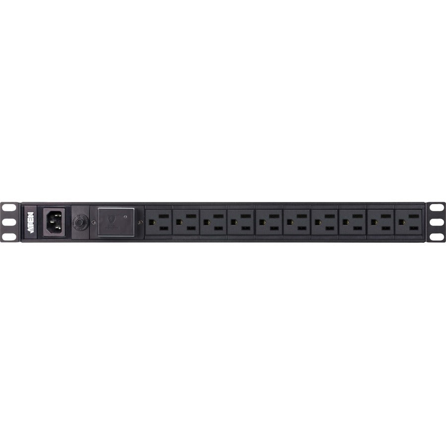 ATEN PE0110S 10-Outlets PDU - Basic - NEMA 5-15P - 10 x NEMA 5-15R - 120 V AC - 1U - Rack-mountable, Wall-mountable - PE0110SA - eCommerce Business Prime