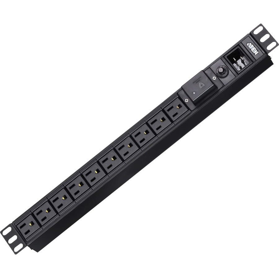 ATEN PE0210S 10-Outlets PDU - Basic - NEMA L5-20P - 10 x NEMA 5-20R - 120 V AC - 1U - Rack-mountable, Wall-mountable - PE0210SA - eCommerce Business Prime