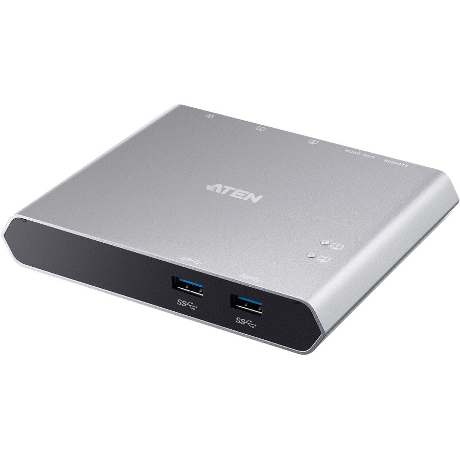 Aten 2-Port USB-C Gen 1 Dock KVM Switch with Power Pass-through - for Notebook/Smartphone - 100 W - USB Type C - 4 x USB Ports - USB Type-C - HDMI - Wired - US3310 - eCommerce Business Prime