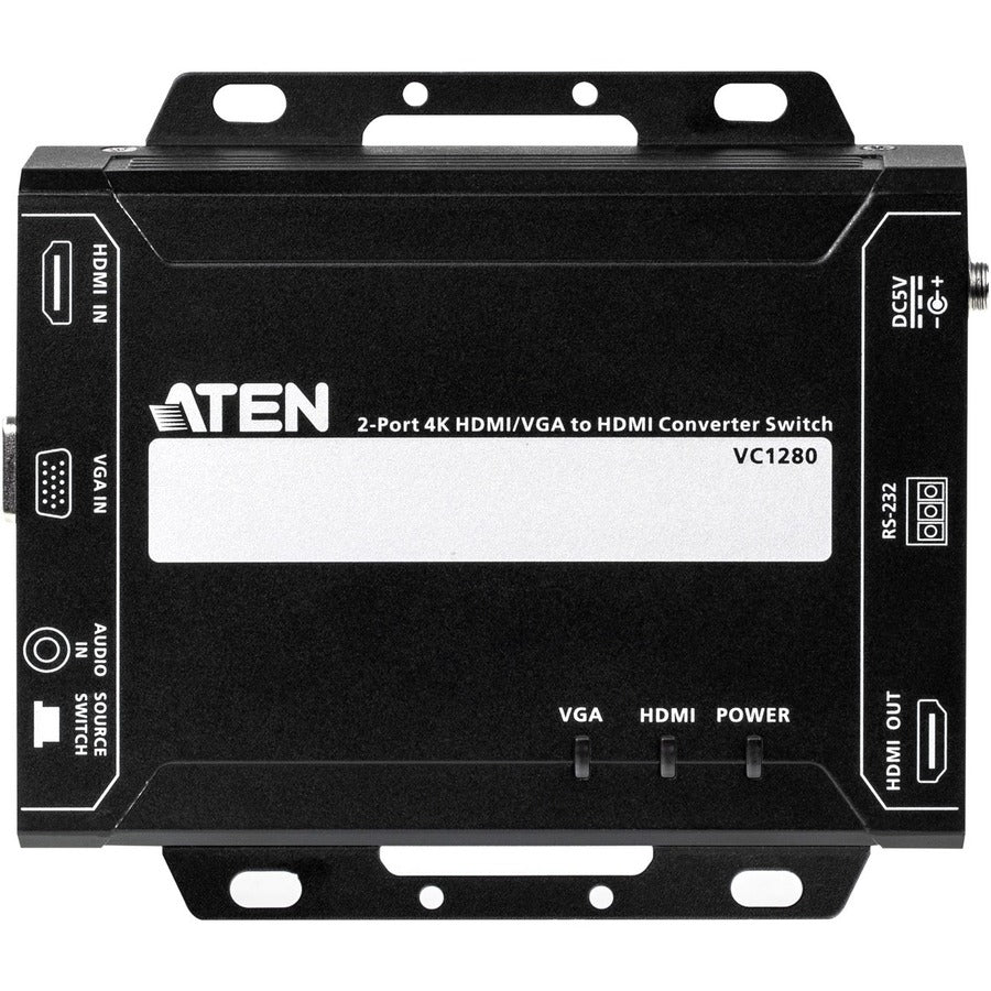 ATEN VC1280 2-Port 4K HDMI/VGA to HDMI Converter Switch - Functions: Signal Conversion, Video Switcher - 3840 x 2160 - VGA - Audio Line In - 1 Pack - Rack-mountable - VC1280 - eCommerce Business Prime