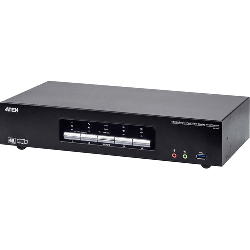 ATEN 4-Port USB3.0 4K DisplayPort Triple Display KVMP Switch - 4 Computer(s) - 4096 x 2160 - 1 x Network (RJ-45) - 8 x USB - 15 x DisplayPort - CS1964 - eCommerce Business Prime