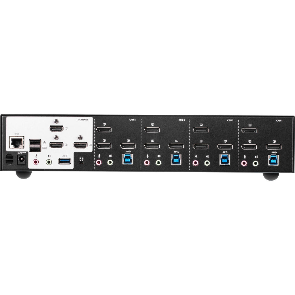 ATEN 4-Port USB3.0 4K DisplayPort Triple Display KVMP Switch - 4 Computer(s) - 4096 x 2160 - 1 x Network (RJ-45) - 8 x USB - 15 x DisplayPort - CS1964 - eCommerce Business Prime