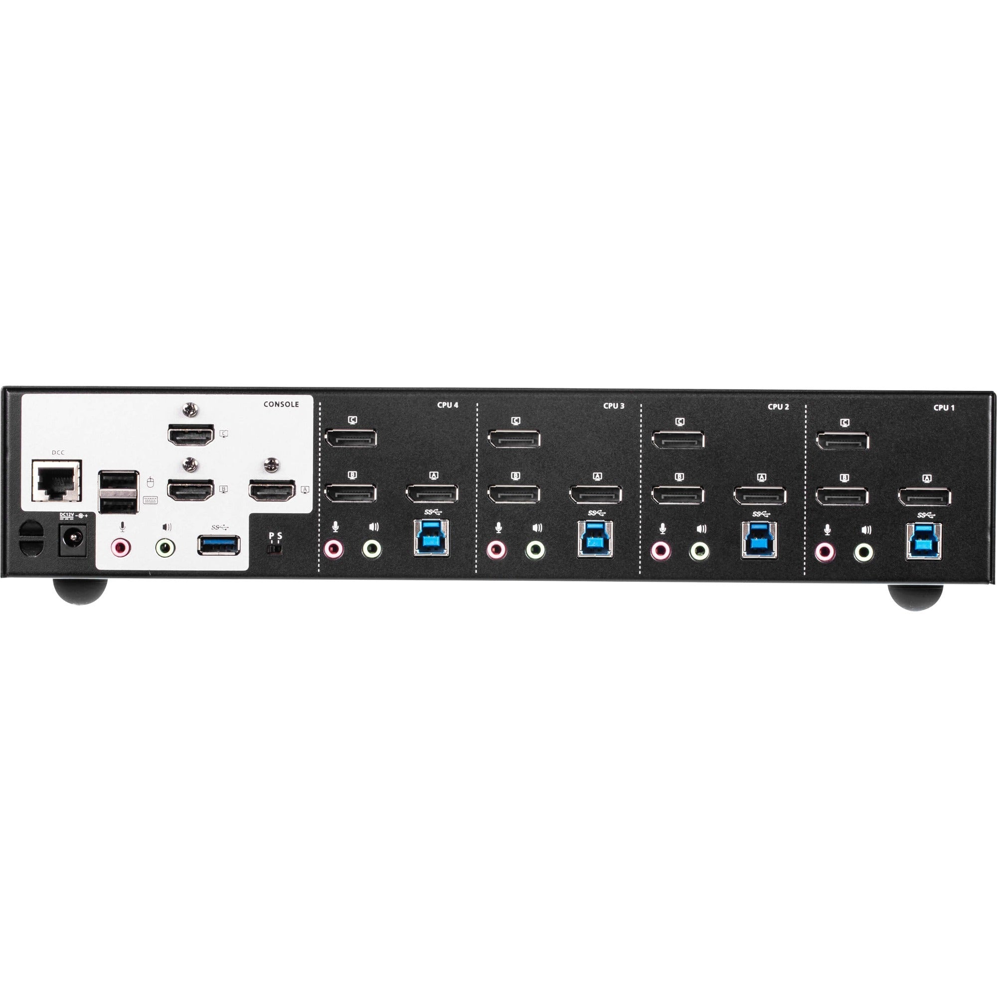 ATEN 4-Port USB3.0 4K DisplayPort Triple Display KVMP Switch - 4 Computer(s) - 4096 x 2160 - 1 x Network (RJ-45) - 8 x USB - 15 x DisplayPort - CS1964 - eCommerce Business Prime