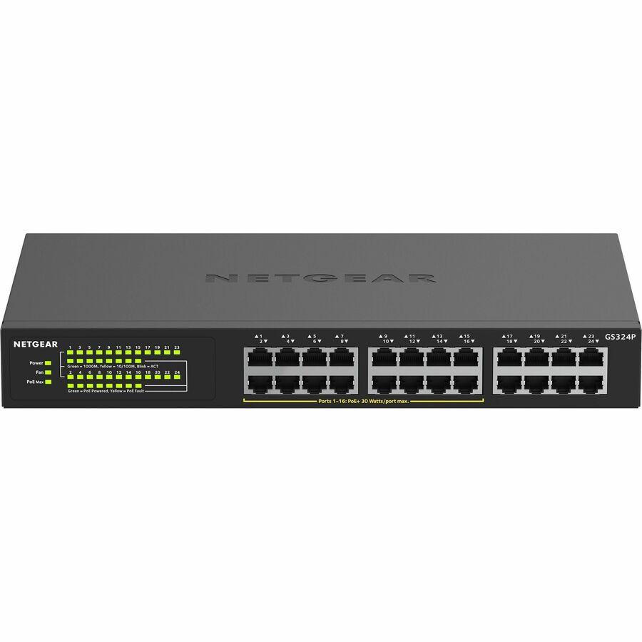 Netgear GS324P Ethernet Switch - 24 Ports - 2 Layer Supported - Twisted Pair - Rack-mountable, Desktop - 3 Year Limited Warranty - GS324P-100NAS - eCommerce Business Prime