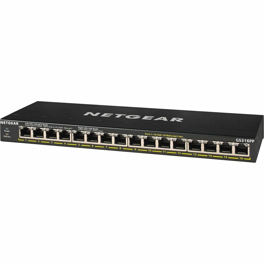 Netgear GS316PP Ethernet Switch - 16 Ports - 2 Layer Supported - Twisted Pair - Desktop, Wall Mountable, Rack-mountable - 3 YearLifetime Limited Warranty - GS316PP-100NAS - eCommerce Business Prime