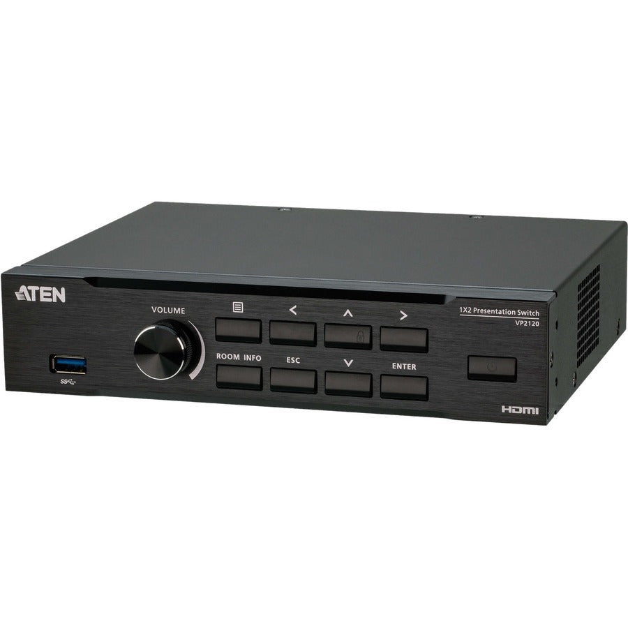 ATEN Seamless Presentation Switch with Quad View Multistreaming - 1920 x 1080 - Twisted Pair - 1 x 2 - Display, Tablet, Notebook, Smartphone - 2 x HDMI Out - VP2120 - eCommerce Business Prime