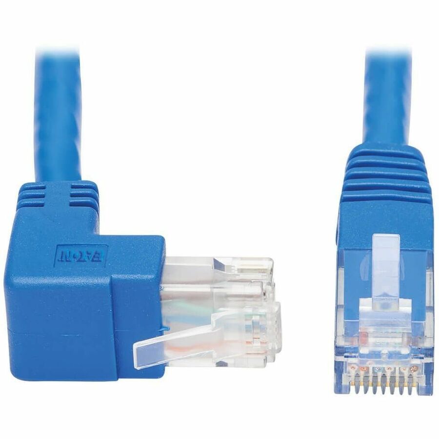 Tripp Lite Cat6 Ethernet Cable Up Angled UTP Molded RJ45 M/M Blue 15ft - 15 ft Category 6 Network Cable for Network Device, Patch Panel, Switch, Printer, Computer, Photocopier, Router, Modem, Server, ...  - N204-015-BL-UP - eCommerce Business Prime