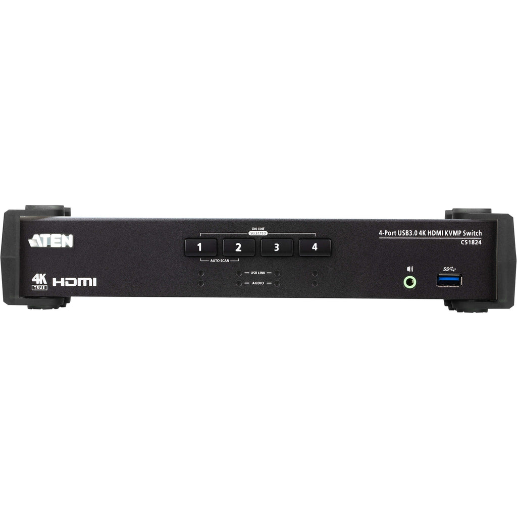 ATEN 4-Port USB 3.0 4K HDMI KVMP Switch - 4 Computer(s) - 1 Local User(s) - 4096 x 2160 - 7 x USB - 5 x HDMI - Desktop, Rack-mountable - CS1824 - eCommerce Business Prime