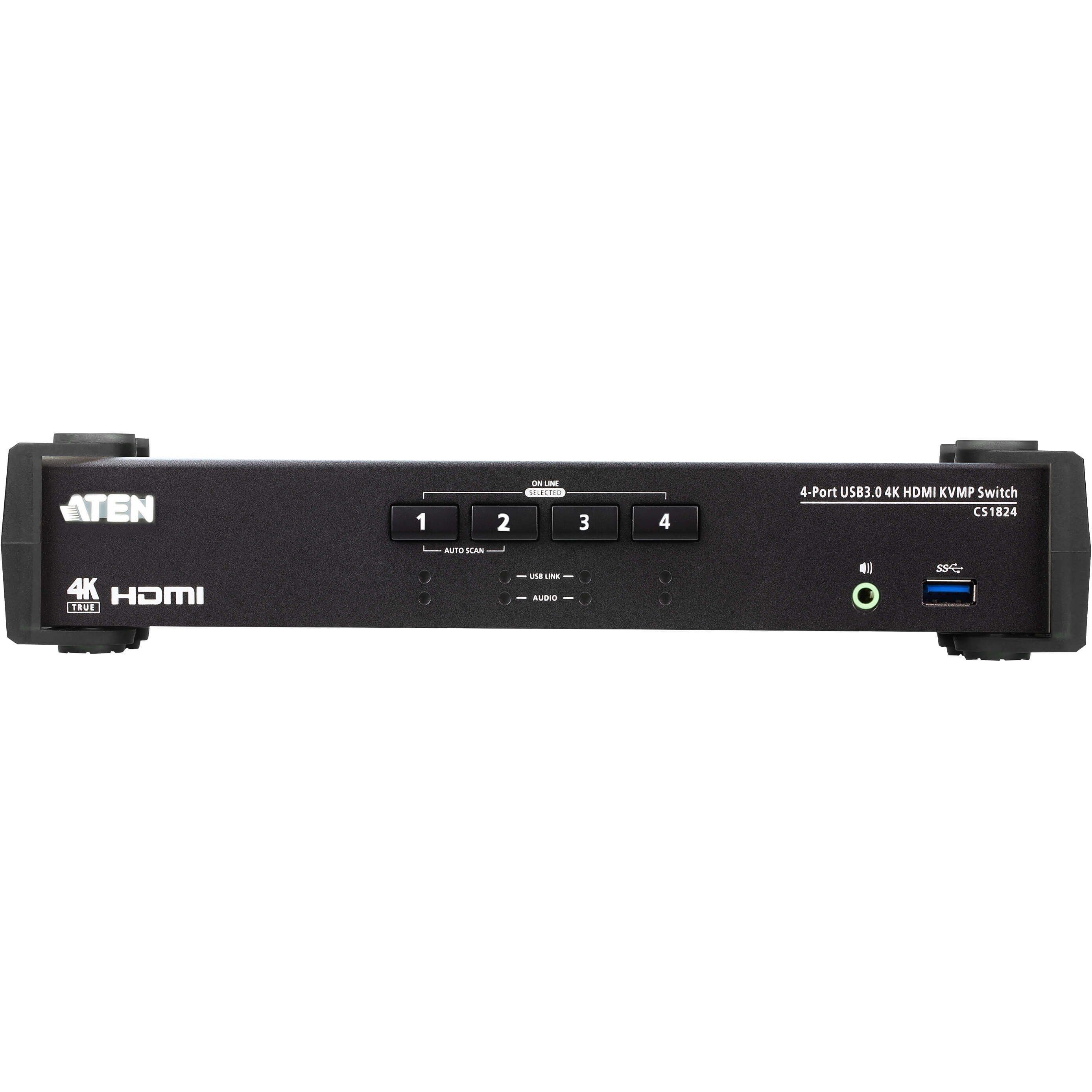ATEN 4-Port USB 3.0 4K HDMI KVMP Switch - 4 Computer(s) - 1 Local User(s) - 4096 x 2160 - 7 x USB - 5 x HDMI - Desktop, Rack-mountable - CS1824 - eCommerce Business Prime