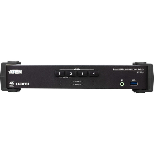 ATEN 4-Port USB 3.0 4K HDMI KVMP Switch - 4 Computer(s) - 1 Local User(s) - 4096 x 2160 - 7 x USB - 5 x HDMI - Desktop, Rack-mountable - CS1824 - eCommerce Business Prime