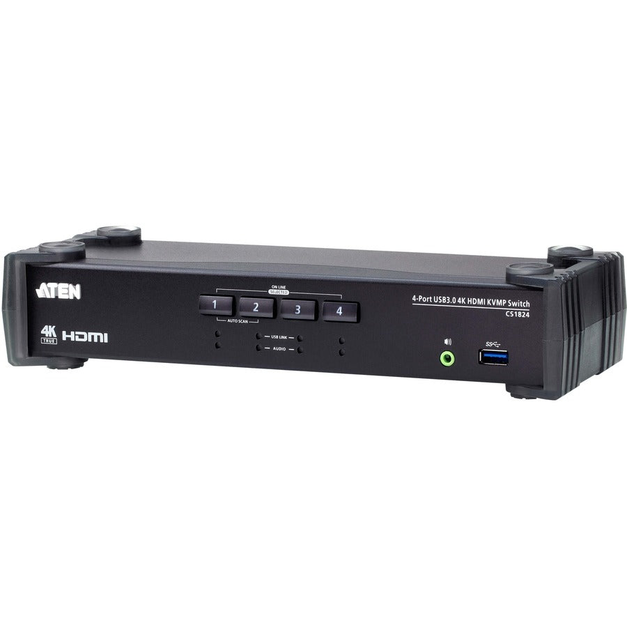 ATEN 4-Port USB 3.0 4K HDMI KVMP Switch - 4 Computer(s) - 1 Local User(s) - 4096 x 2160 - 7 x USB - 5 x HDMI - Desktop, Rack-mountable - CS1824 - eCommerce Business Prime