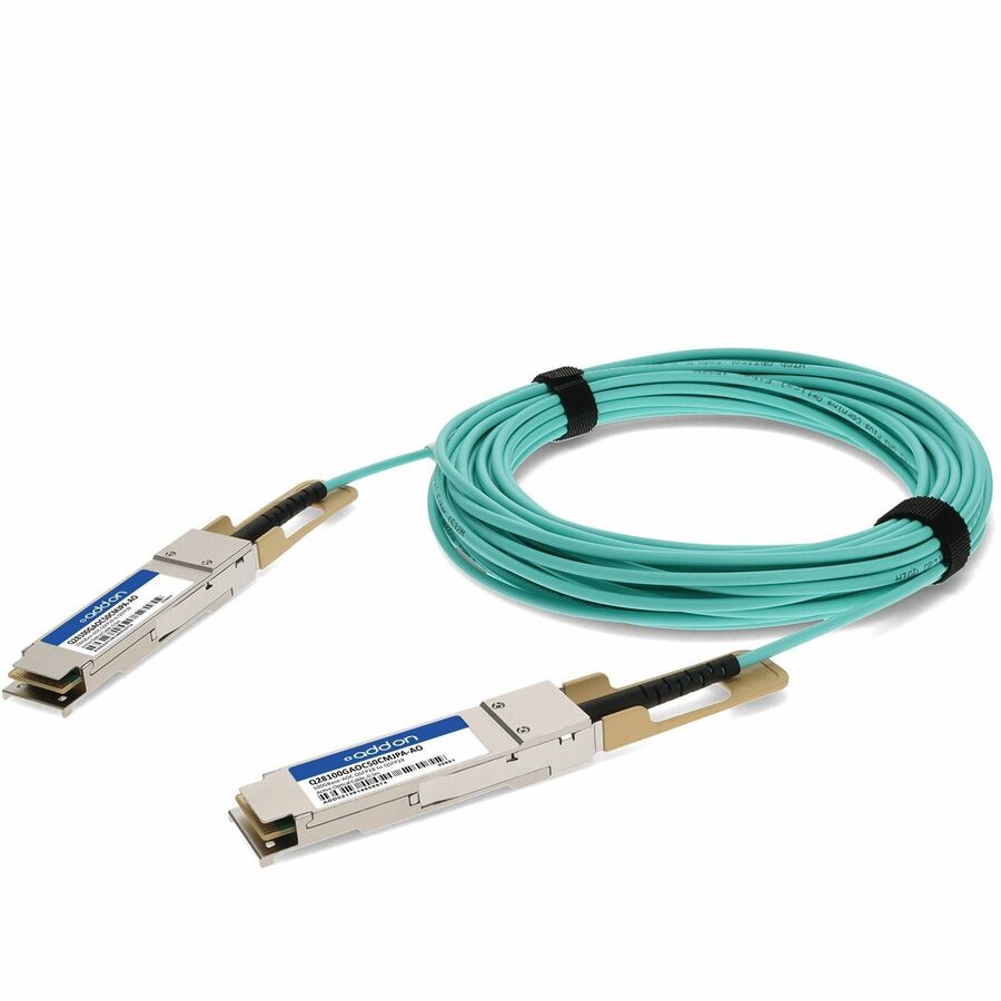 AddOn Fiber Optic Network Cable - 1.64 ft Fiber Optic Network Cable for Network Device - 100 Gbit/s - Aqua - TAA Compliant - Q28100GAOC50CMJPA-AO - eCommerce Business Prime