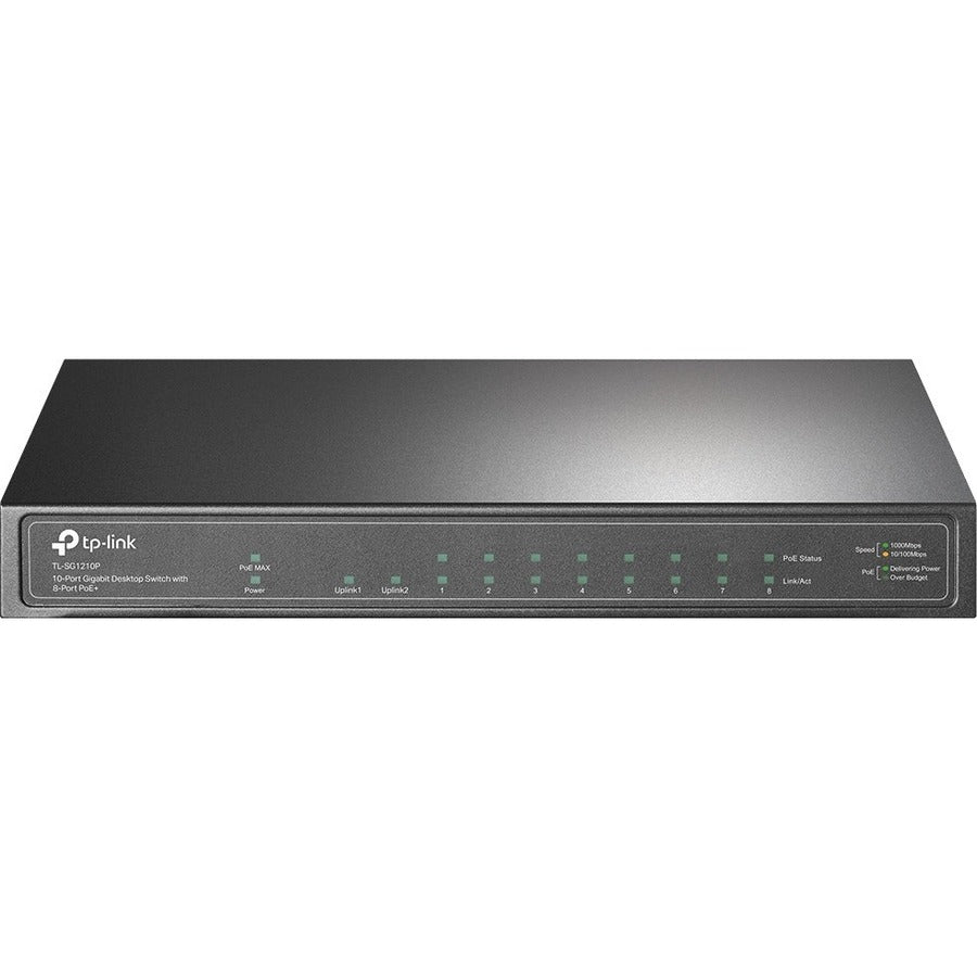 TP-Link TL-SG1210P - 8-Port Gigabit PoE Switch - Limited Lifetime Protection - 8 PoE+ Ports @63W, w/ 1 Uplink Gigabit Port + 1 SFP Slot - Desktop/Wall-Mount - Plug & Play - Traffic Optimization - TL-SG1210P - eCommerce Business Prime