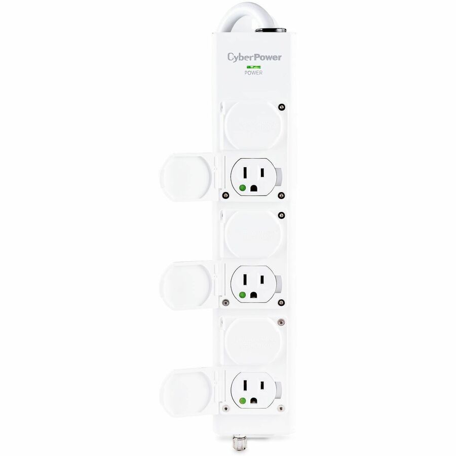 CyberPower MPV615P Power Strips 6 Outlet Power Strip - 15 ft, NEMA 5-15P-HG Plug Type, White, Lifetime Warranty - MPV615P - eCommerce Business Prime