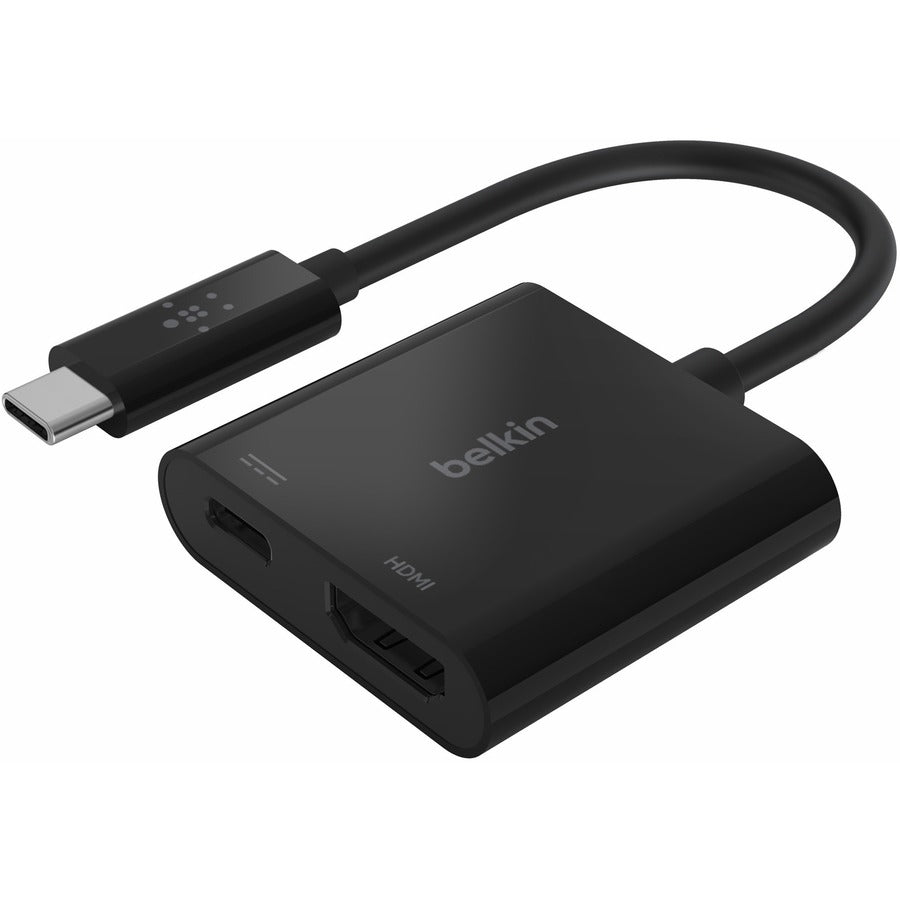 Belkin USB-C to HDMI + Charge Adapter - 1 Pack - 1 x Type C USB Male - 1 x HDMI Digital Audio/Video Female, 1 x USB Type C Power Female - 3840 x 2160 Supported - AVC002BK-BL - eCommerce Business Prime