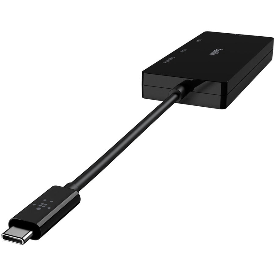 Belkin USB-C Video Adapter  - 1 x Type C USB Male - 1 x DisplayPort Digital Audio/Video Female, 1 x DVI Video Female, 1 x HDMI Digital Audio/Video Female, 1 x 15-pin HD-15 VGA Female - 4096 x 2304 Sup...  - AVC003BK-BL - eCommerce Business Prime