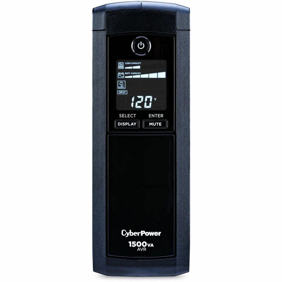 CyberPower CP1500AVRLCDTAA Intelligent LCD UPS Systems - 1500VA/900W, NEMA 5-15P, Mini-Tower, 12 Outlets, LCD, PowerPanel&reg; Personal, $500000 CEG, 3YR Warranty - CP1500AVRLCDTAA - eCommerce Business Prime