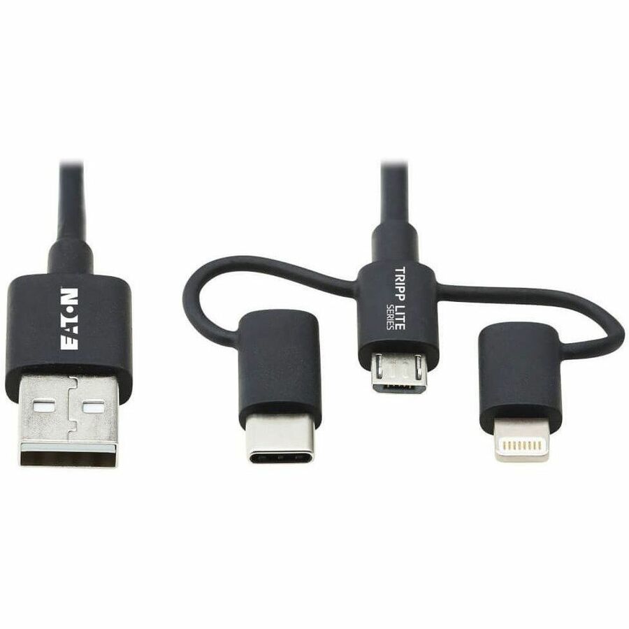 Tripp Lite USB-A to Lightning, USB Micro-B and USB C Sync/Charge Cable Universal 6ft - 6 ft Lightning/Micro-USB/USB/USB-C Data Transfer Cable for Computer, Notebook, Wall Charger, Mobile Device, Smart...  - M101-006-LMC-BK - eCommerce Business Prime
