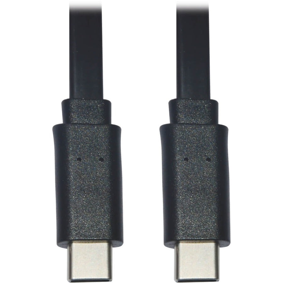Tripp Lite USB C to USB C Cable Flat USB 2.0 M/M Thunderbolt 3 Black 3ft - 3 ft USB-C Data Transfer Cable for Smartphone, Computer, Wall Charger, Mobile Device, MacBook Pro, Notebook, Tablet, PC, Powe...  - U040-003-C-FL - eCommerce Business Prime