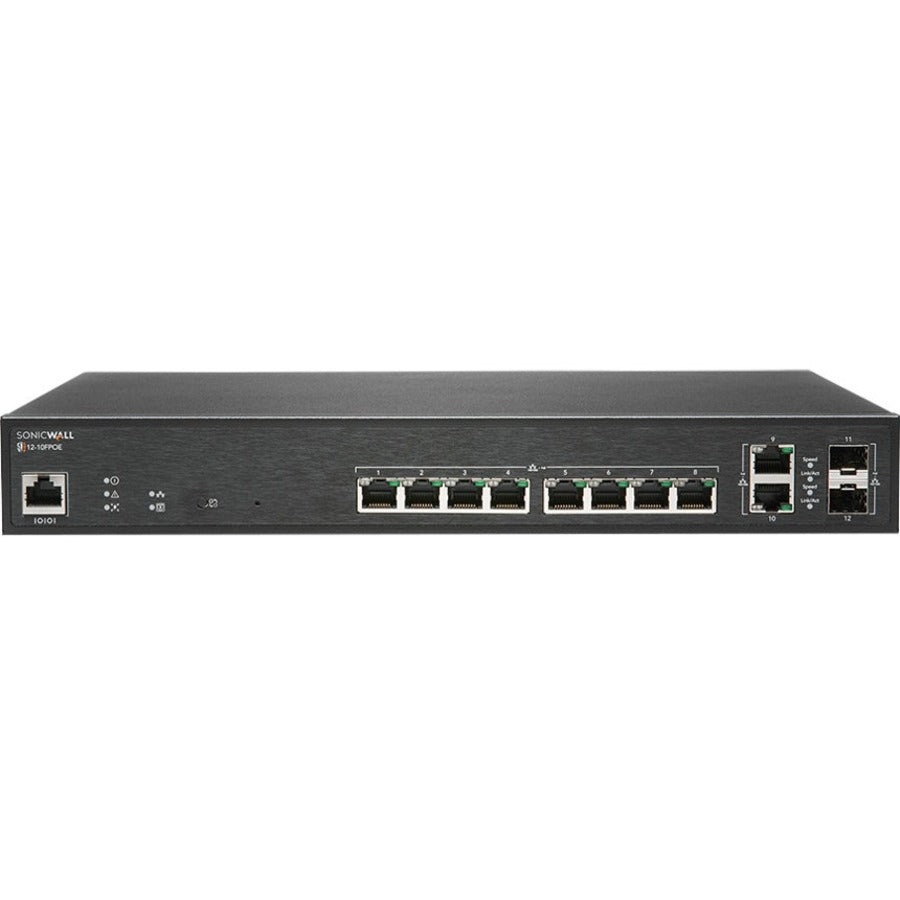 SonicWall Switch SWS12-10FPOE - 12 Ports - Manageable - 2 Layer Supported - Modular - 2 SFP Slots - 152.80 W Power Consumption - 130 W PoE Budget - Optical Fiber, Twisted Pair - PoE Ports - Desktop - ...  - 02-SSC-2464 - eCommerce Business Prime