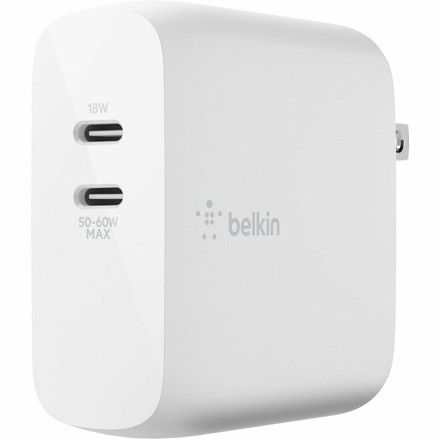 Belkin BOOST&uarr;CHARGE Dual USB-C PD GaN Wall Charger 68W - 68 W - WCH003DQWH - eCommerce Business Prime