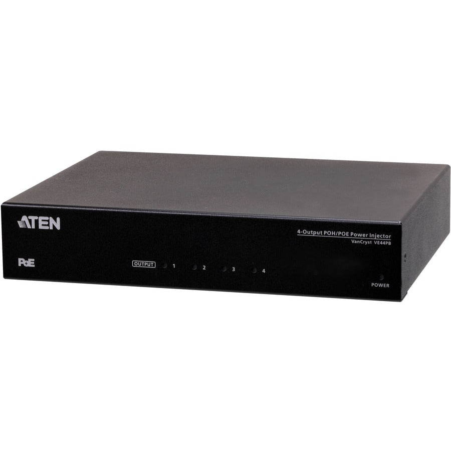 ATEN 4-Output PoH/PoE Power Injector - Network (RJ-45) - Metal - VE44PB - eCommerce Business Prime