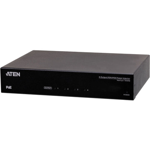 ATEN 4-Output PoH/PoE Power Injector - Network (RJ-45) - Metal - VE44PB - eCommerce Business Prime