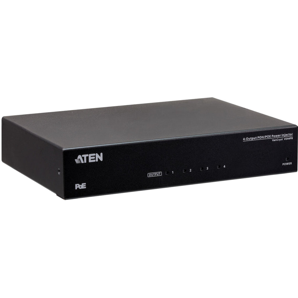 ATEN 4-Output PoH/PoE Power Injector - Network (RJ-45) - Metal - VE44PB - eCommerce Business Prime