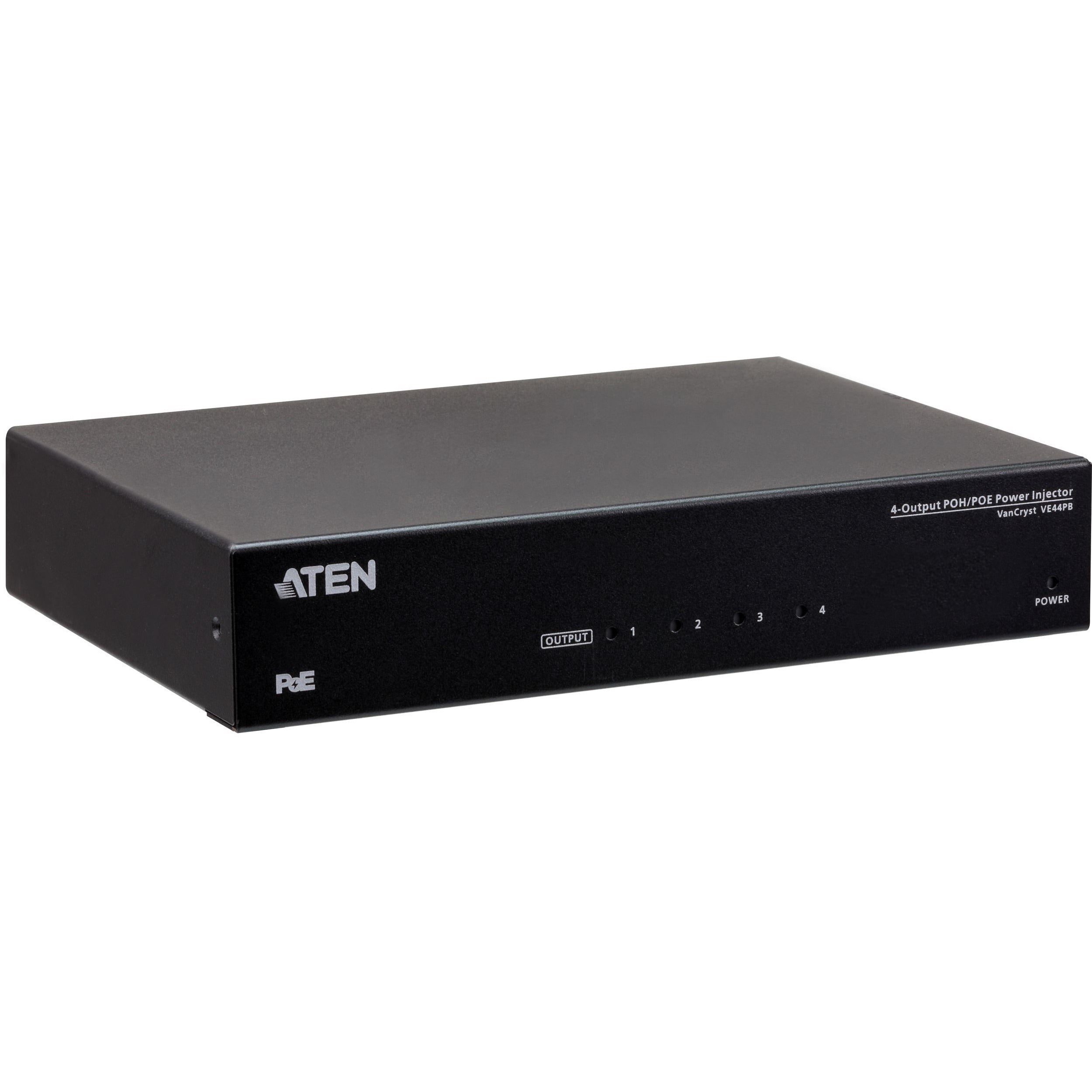 ATEN 4-Output PoH/PoE Power Injector - Network (RJ-45) - Metal - VE44PB - eCommerce Business Prime